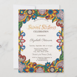 Mexicaans Fiesta Bloem Sweet 16 Kaart