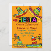 Mexicaans Fiesta Cinco de Mayo Invitations Oranje Kaart (Voorkant)