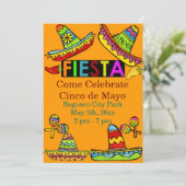 Mexicaans Fiesta Cinco de Mayo Invitations Oranje Kaart (Staand voorkant)
