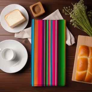 Mexicaans Fiesta Deken Serape Strepen Blauw Theedoek