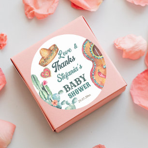 Mexicaans fiesta kleine muchacho-baby shower ronde sticker