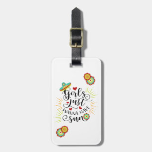 Mexicaans Fiesta Patroon Meisjes Willen Gewoon Zon Bagagelabel