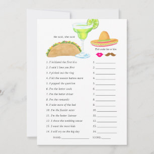 Mexicaans Fiesta Taco Bruiloftsspel Kaart