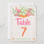 Mexicaans Fiesta Tafel nummer Watercolor Cactus Kaart (Achterkant)