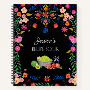 Mexicaans floreel kunstwerk Naam Recipe Book Keuke Notitieboek