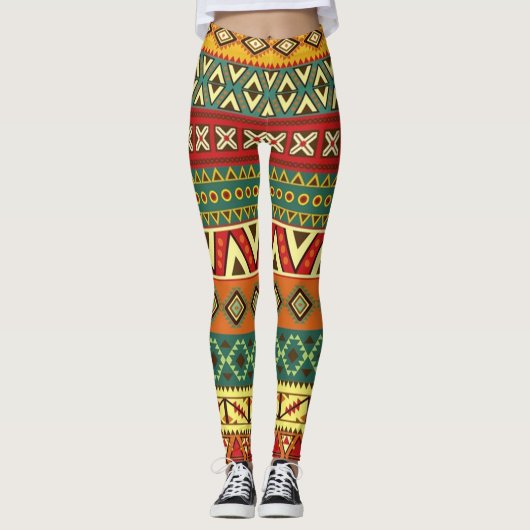 Mexicaans Folk Art Pattern Leggings (Voorkant)
