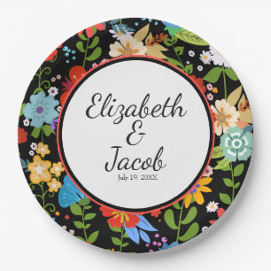 Mexicaans Folk Art Wedding Papieren Bordje