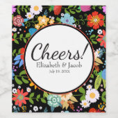 Mexicaans Folk Art Wedding Wijn Etiket (Enkel label)