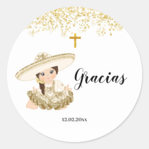 Mexicaans Goud Meisje Charrita Doop Sticker