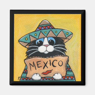 Mexicaans Hitchhiker Tuxedo Cat Magnet Magneet