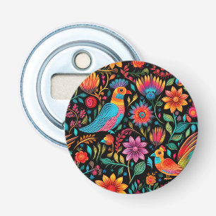 Mexicaans kleurrijk bloemmotief button flesopener