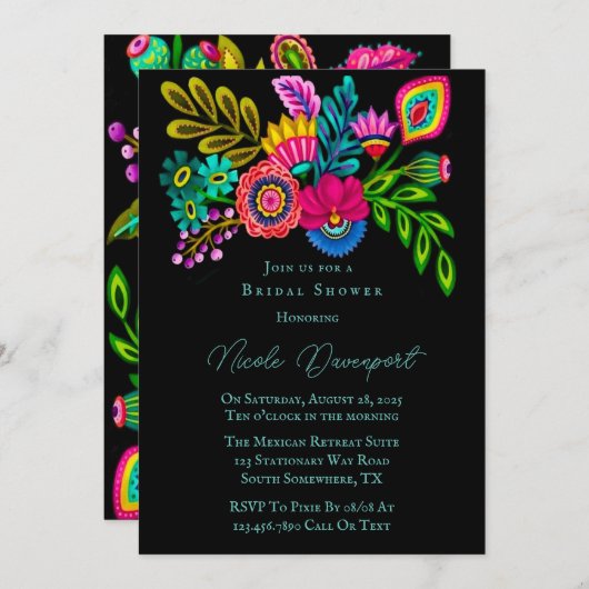 Mexicaans kleurrijk Flora Vrijgezellenfeest Kaart (Voorkant / Achterkant)