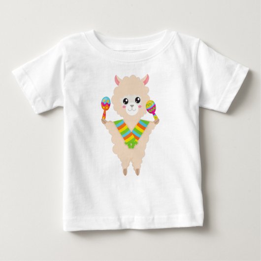Mexicaans Llama, Cute Llama, Alpaca, Scarf, Maraca (Voorkant)