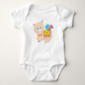 Mexicaans Llama, Cute Llama, Cute Alpaca, Blue Bir Romper (Voorkant)