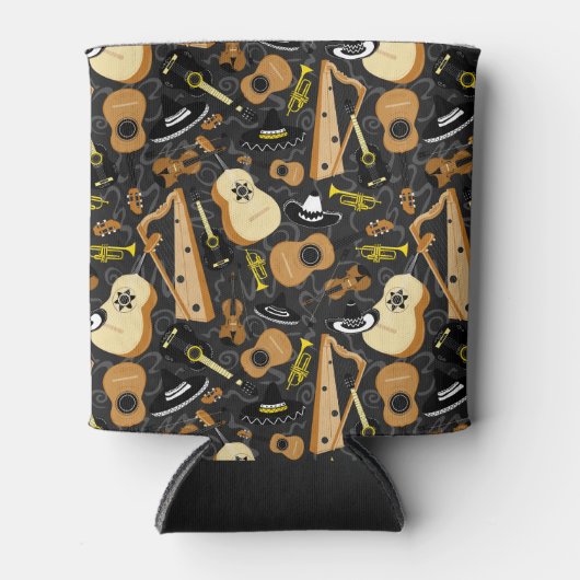 Mexicaans Mariachi Orchestra Cartoon Design Blikjeskoeler (Voorkant)