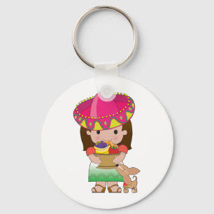 Mexicaans meisje en hond sleutelhanger