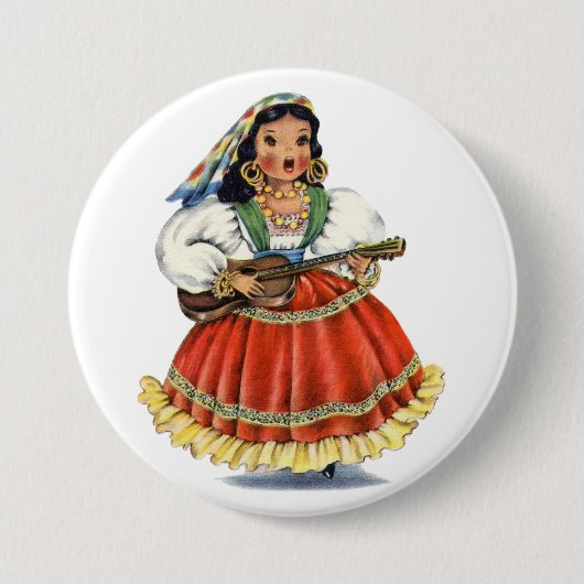  Mexicaans meisje Traditionele dress Ronde Button 7,6 Cm (Voorkant)