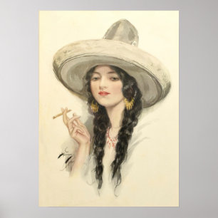 Mexicaans Meisje - Vintage Kunst Poster