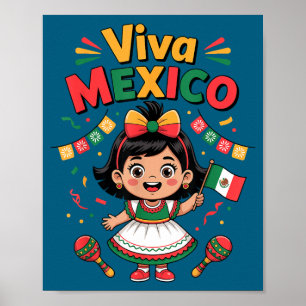 Mexicaans meisje viva mexico shirt Mexicaanse vlag Poster