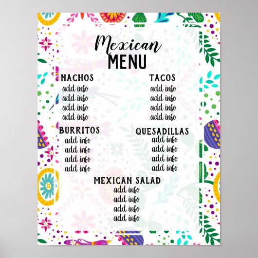 Mexicaans menubord poster (Voorkant)