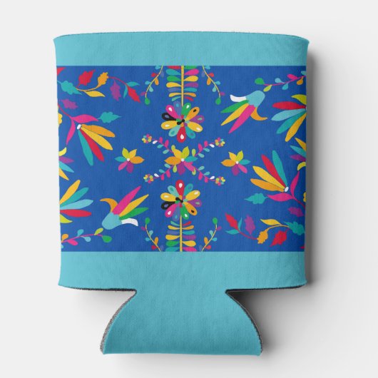 Mexicaans Otomi Design in Blues - Koelbox Blikjeskoeler (Achterkant)