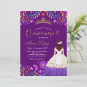 Mexicaans Paars Mis Quince Uitnodiging (Staand voorkant)
