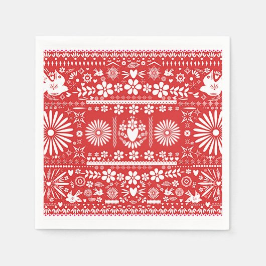 Mexicaans Picado Red en witboek bruiloft Servetten (Voorkant)