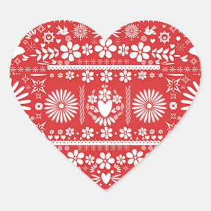Mexicaans Picado rood & wit papieren huwelijksfees Hart Sticker