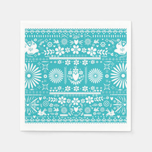 Mexicaans Picado Teal Turquoise Huwelijk Trouwen Servet