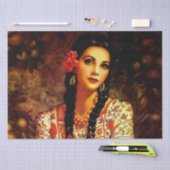 Mexicaans Pin-Up Meisje met Lange Vlechten uit het Tissuepapier (Craft)