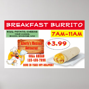 Mexicaans restaurant Breakfast Burrito aanpassen Poster