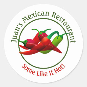 Mexicaans restaurant Hot Peppers Logo 3" Ronde Sticker