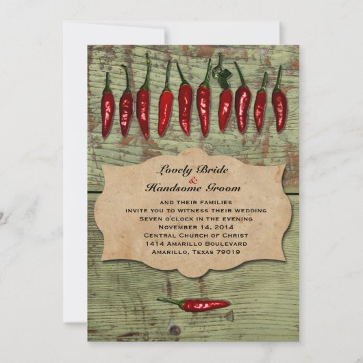 Mexicaans Rustic Peppers Wedding Uitnodiging (Voorkant)