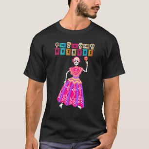 Mexicaans skelet Dia De los Muertos Dag van de Dea T-shirt