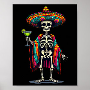 Mexicaans skelet Sombrero Cinco de Mayo Fiesta Par Poster
