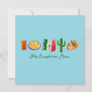 Mexicaans-Spaanse gelukkige verjaardag, Feliz Cump Feestdagenkaart