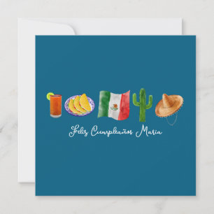 Mexicaans-Spaanse gelukkige verjaardag, Feliz Cump Feestdagenkaart