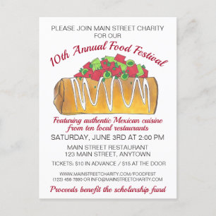 Mexicaans Tex Mex Food Festival Chimichanga Uitnodiging Briefkaart