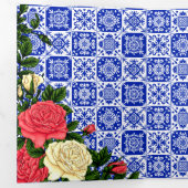 Mexicaans Tile Coral en Cream Rozen Weddenschap Drieluik Uitnodiging (Binnenzijde eerst)