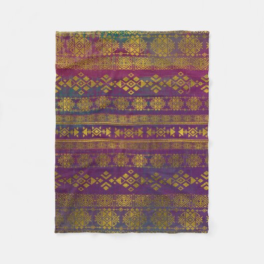 Mexicaans/tribaal stijlpatroon - Goud op  Fleece Deken (Voorkant)