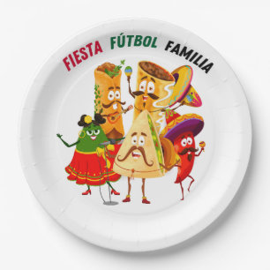 Mexicaans Voetbalfeest Familie Wedstrijd Feestbord Papieren Bordje