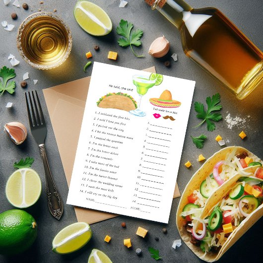 Mexicaans Vrijgezellenfeest Fiesta Taco Kaart