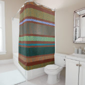 Mexicaans Zuid-Western Stripe en Tile Pattern Douchegordijn (In situ)