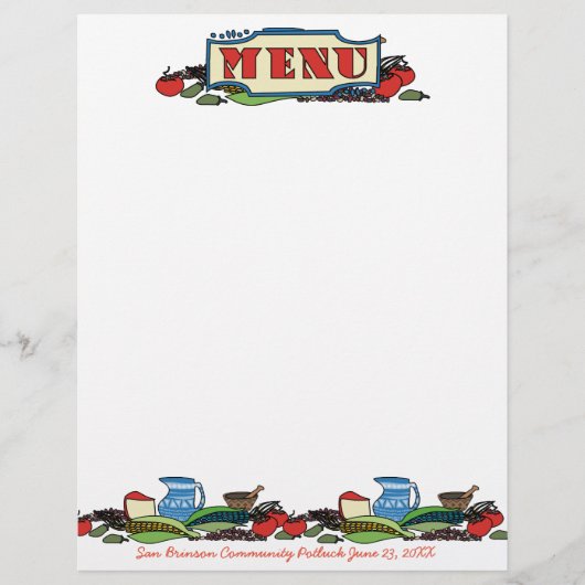 Mexicaans zuidoosters menu letterhead (Voorkant)