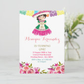 Mexicaanse 1e verjaardag uitnodiging meisje (Staand voorkant)