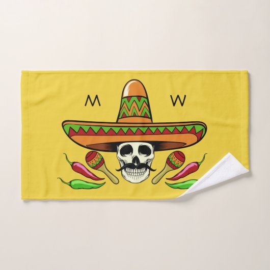 Mexicaanse aangepaste monogram voor de schedel en  handdoeken (Handdoek)