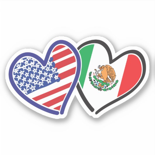 Mexicaanse Amerikaanse hartvlaggen Sticker (Voorkant)