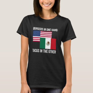 Mexicaanse Amerikaanse Vlag Liefde Trots Half Mexi T-shirt