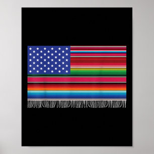 Mexicaanse Amerikaanse vlag Serape Cinco de Mayo v Poster