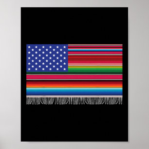 Mexicaanse Amerikaanse vlag Serape Cinco de Mayo v Poster